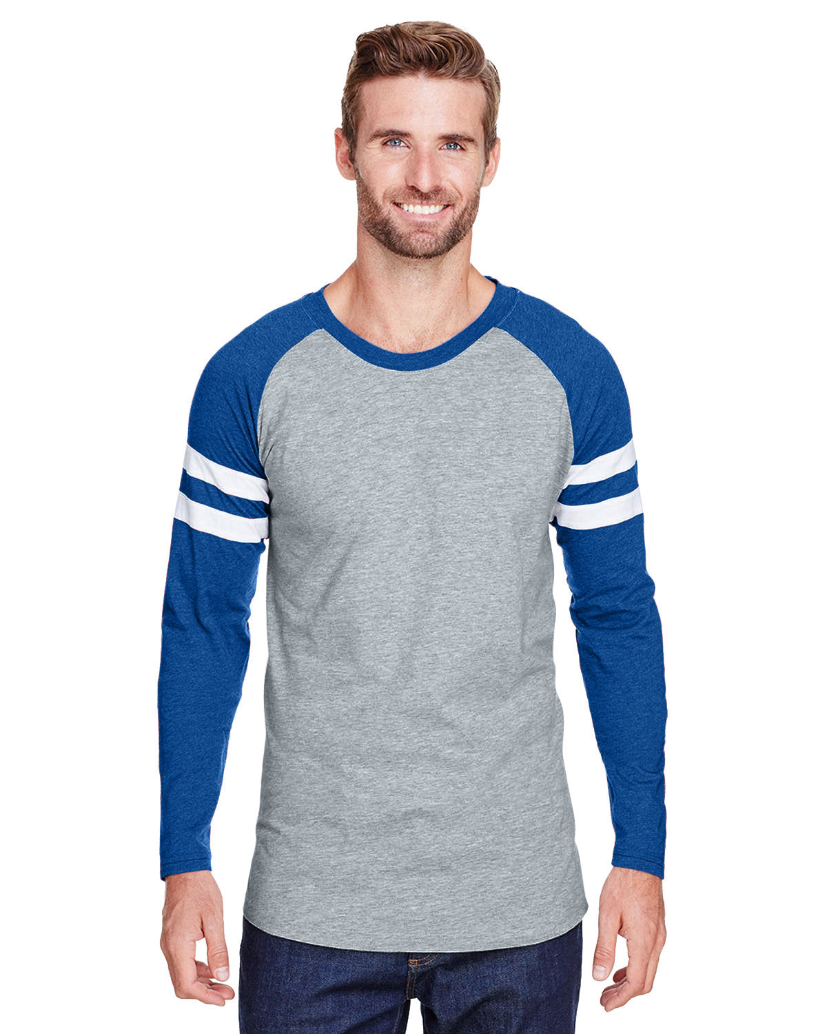 LAT 6934: Men's Gameday Mash-Up Long Sleeve Fine Jersey T-Shirt