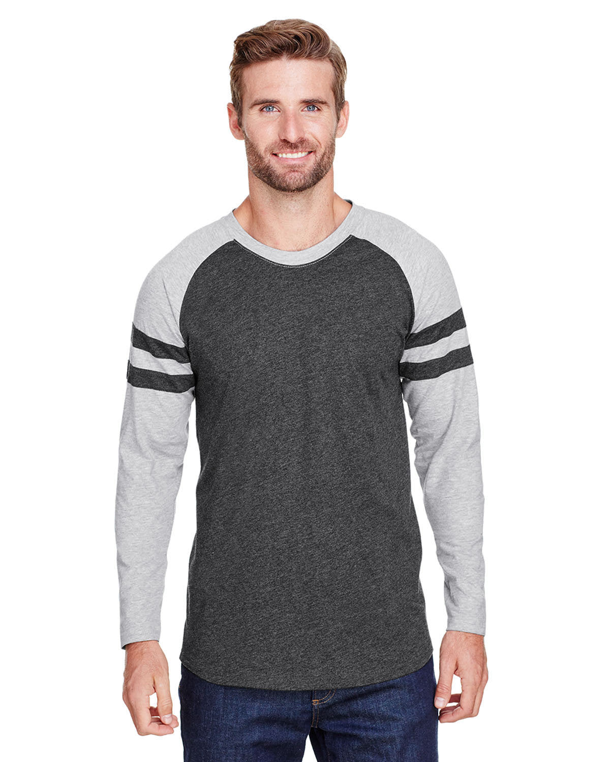 LAT 6934: Men's Gameday Mash-Up Long Sleeve Fine Jersey T-Shirt