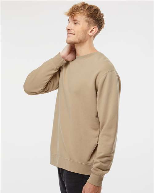 Unisex Midweight Pigment-Dyed Crewneck Sweatshirt - OnModelSide - B22376733 - Pigment Sandstone