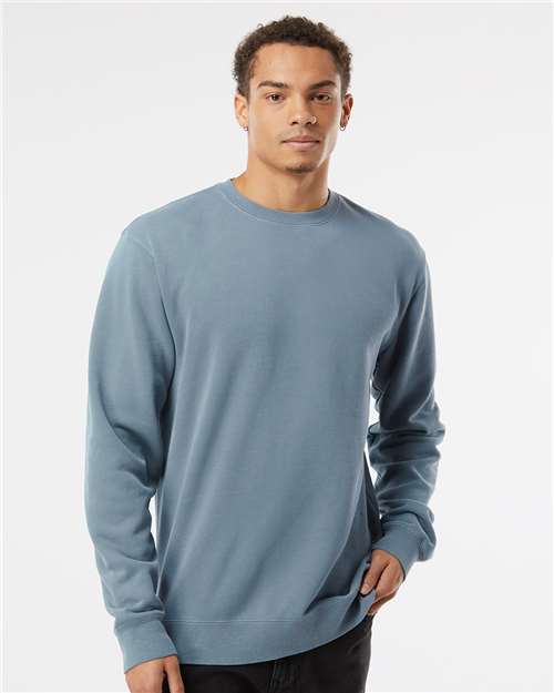Unisex Midweight Pigment-Dyed Crewneck Sweatshirt - OnModelFront - B22376653 - Pigment Slate Blue