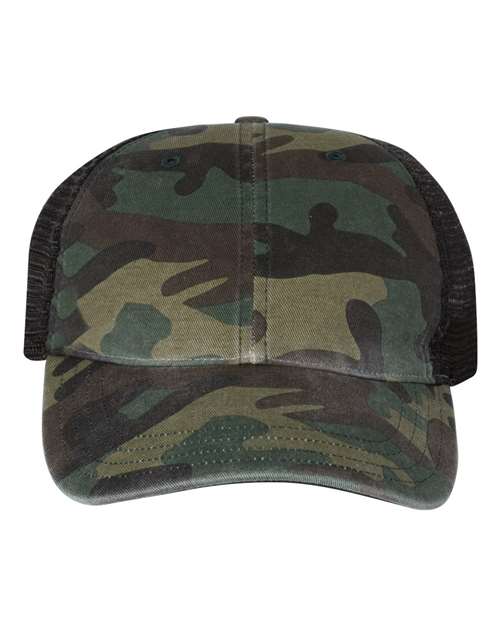 Garment Washed Printed Trucker Cap - Front - B49295540 - undefined