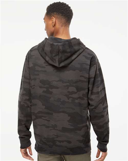 Unisex Midweight Hooded Sweatshirt - OnModelBack - B23676993 - Black Camo