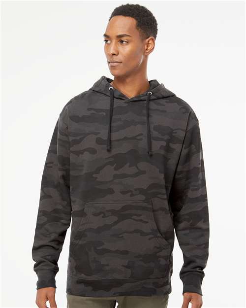 Unisex Midweight Hooded Sweatshirt - OnModelFront - B23676993 - Black Camo