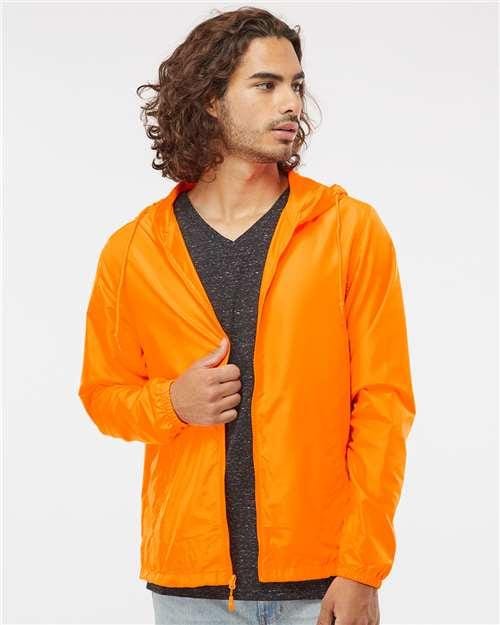 Men's Lightweight Windbreaker Full-Zip Jacket - OnModelFront - B21876663 - Safety Orange
