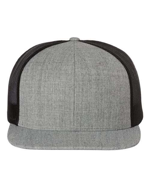 Wool Blend Flat Bill Trucker Cap - Front - B09195090 - undefined