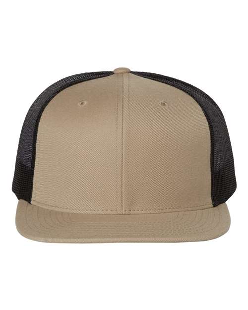 Wool Blend Flat Bill Trucker Cap - Front - B09195240 - undefined