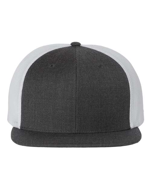 Wool Blend Flat Bill Trucker Cap - Front - B09195080 - undefined