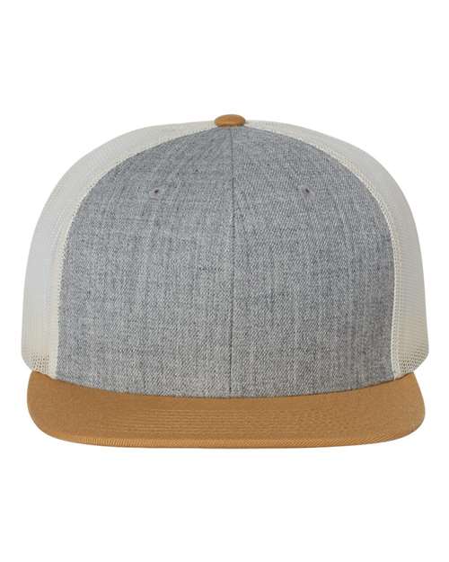 Wool Blend Flat Bill Trucker Cap - Front - B09195070 - undefined