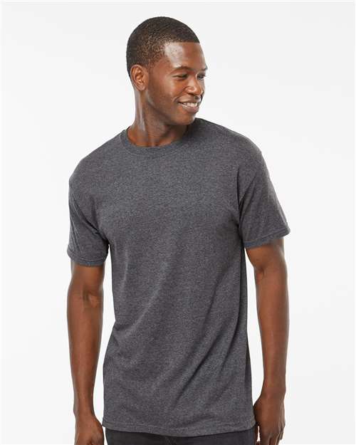 Men's Gold Soft Touch T-Shirt - OnModelFront - B01542102 - Dark Heather
