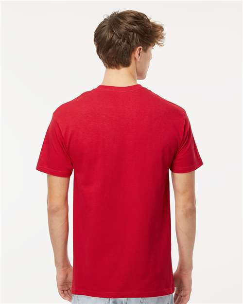 Men's Gold Soft Touch T-Shirt - OnModelBack - B01542702 - Deep Red