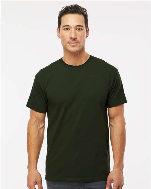 Men's Gold Soft Touch T-Shirt - OnModelFront - B01542543 - Forest Green