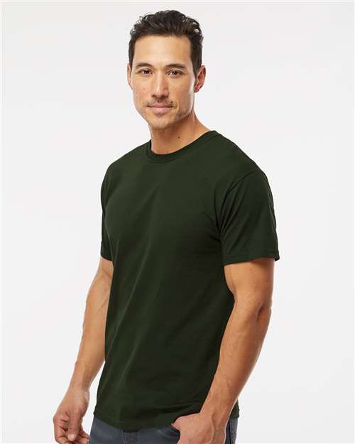 Men's Gold Soft Touch T-Shirt - OnModelSide - B01542543 - Forest Green