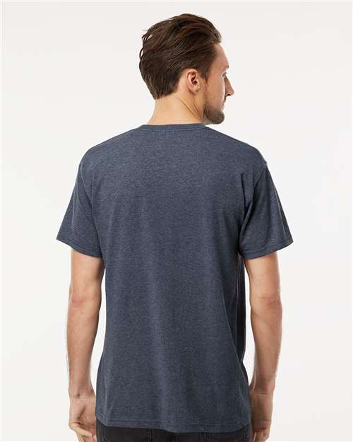 Men's Gold Soft Touch T-Shirt - OnModelBack - B01542653 - Heather Navy