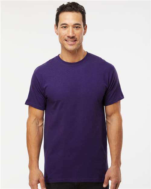 Men's Gold Soft Touch T-Shirt - OnModelFront - B01542673 - Purple