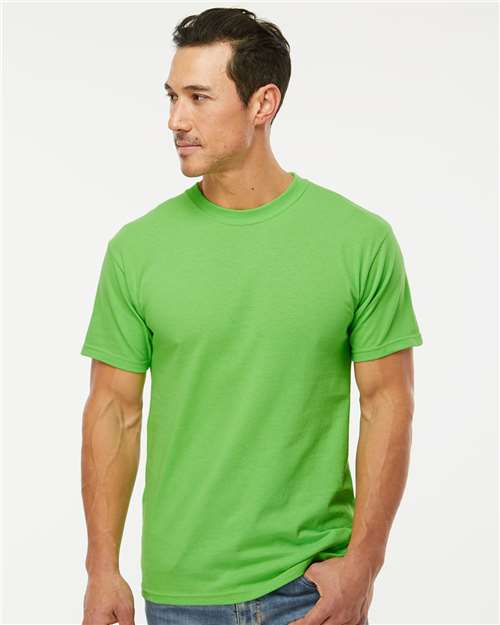 Men's Gold Soft Touch T-Shirt - OnModelFront - B01542233 - Vivid Lime