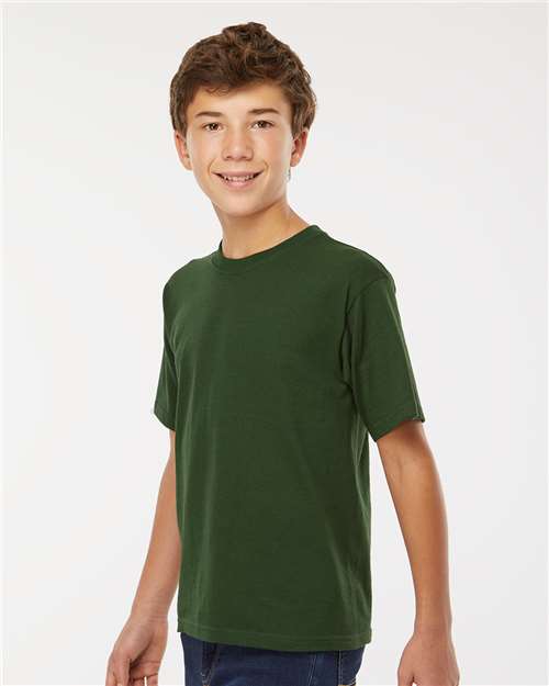 Youth Gold Soft Touch T-Shirt - OnModelSide - B01842542 - Forest Green