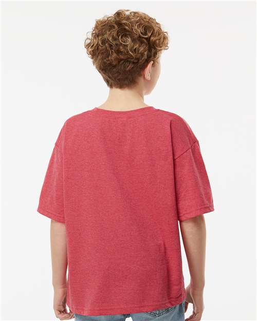 Youth Gold Soft Touch T-Shirt - OnModelBack - B01842702 - Heather Red