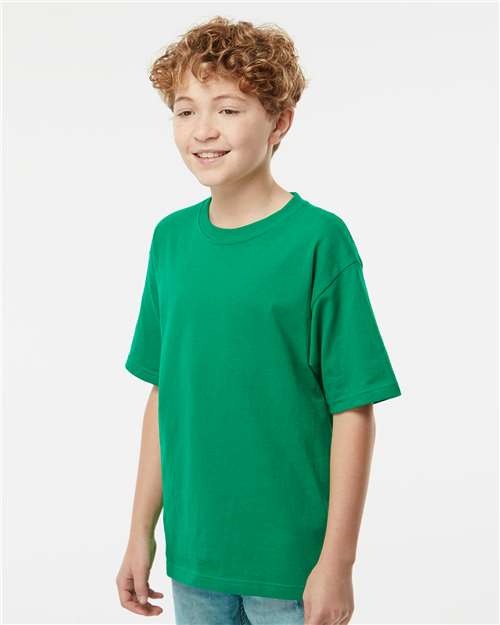 Youth Gold Soft Touch T-Shirt - OnModelSide - B01842112 - Fine Kelly Green