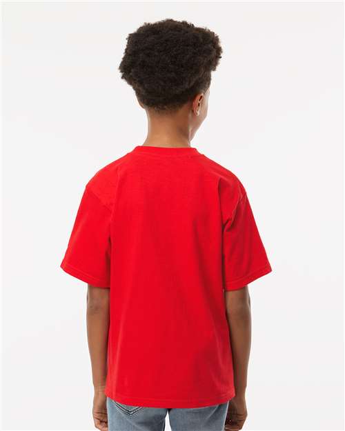 Youth Gold Soft Touch T-Shirt - OnModelBack - B01842132 - Deep Red