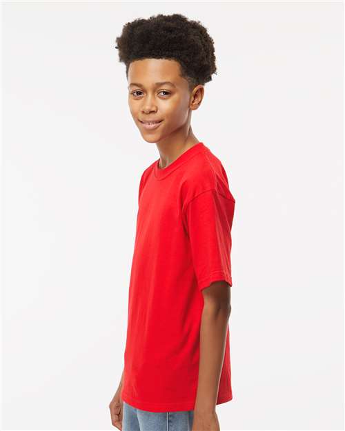 Youth Gold Soft Touch T-Shirt - OnModelSide - B01842132 - Deep Red