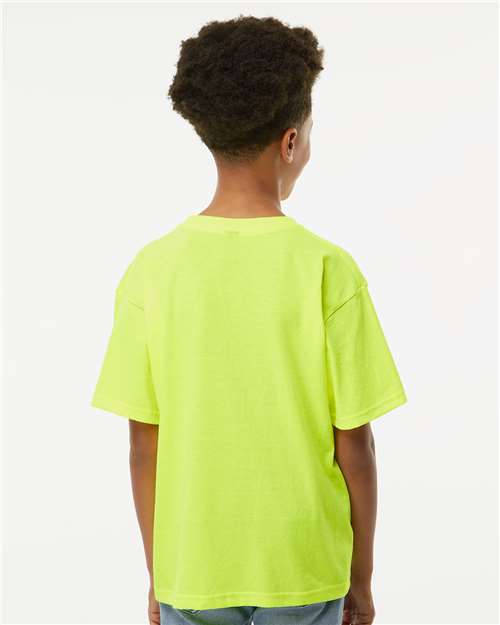 Youth Gold Soft Touch T-Shirt - OnModelBack - B01842162 - Safety Green