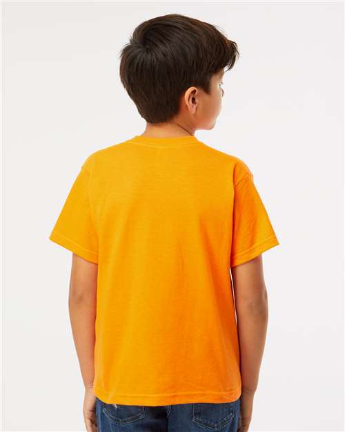 Youth Gold Soft Touch T-Shirt - OnModelBack - B01842152 - Safety Orange