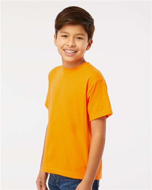 Youth Gold Soft Touch T-Shirt - OnModelSide - B01842152 - Safety Orange