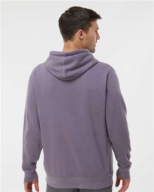 Unisex Midweight Pigment-Dyed Hooded Sweatshirt - OnModelBack - B22176023 - Pigment Plum