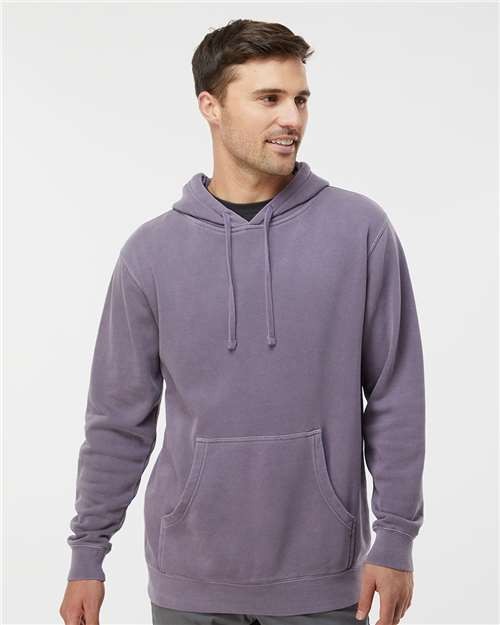 Unisex Midweight Pigment-Dyed Hooded Sweatshirt - OnModelFront - B22176023 - Pigment Plum
