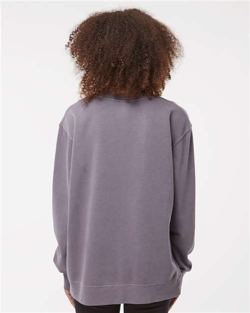 Unisex Midweight Pigment-Dyed Crewneck Sweatshirt - OnModelBack - B22376023 - Pigment Plum
