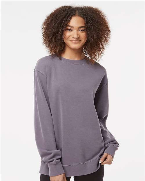 Unisex Midweight Pigment-Dyed Crewneck Sweatshirt - OnModelFront - B22376023 - Pigment Plum