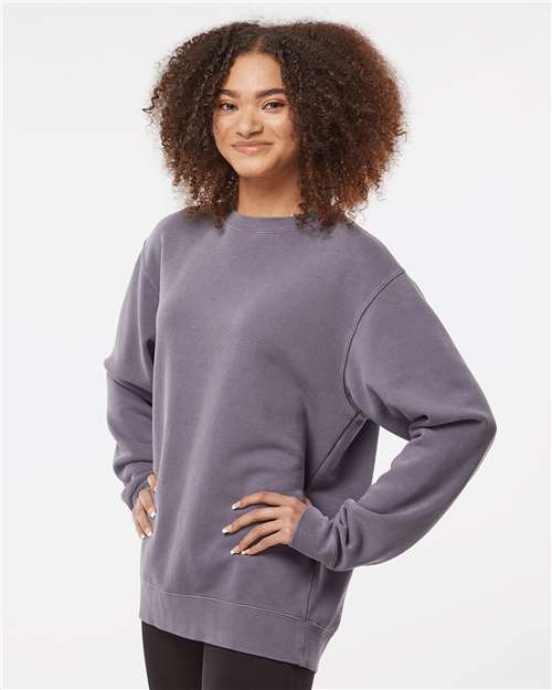 Unisex Midweight Pigment-Dyed Crewneck Sweatshirt - OnModelSide - B22376023 - Pigment Plum