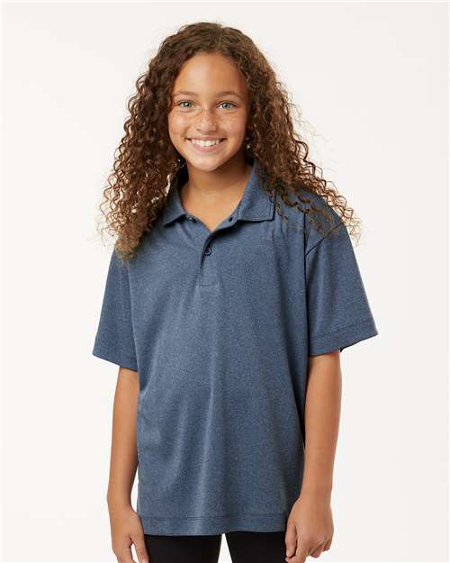 AllPro 41800Y Youth Pro-Lock Performance Polo in Heather Navy