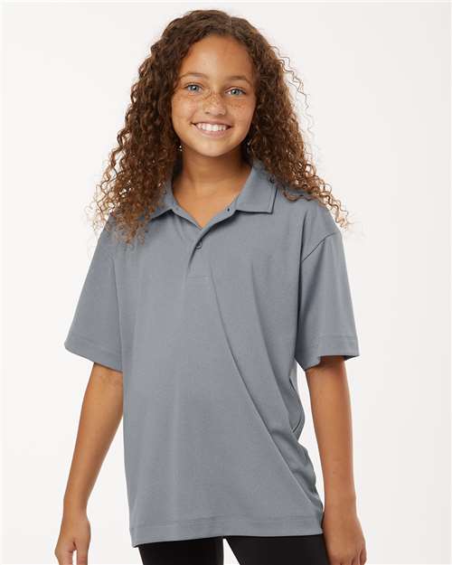 AllPro 41800Y Youth Pro-Lock Performance Polo in Heather Steel