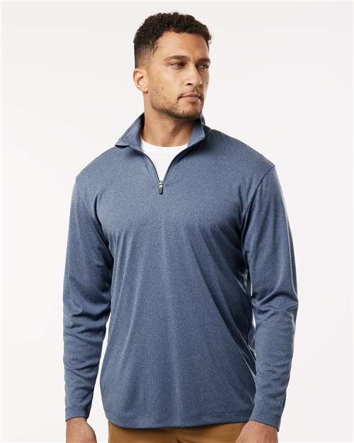 AllPro 41870 Men's Pro-Lock Performance Quarter-Zip Pullover in Heather Navy