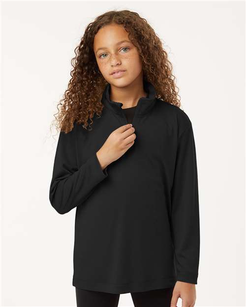AllPro 41870Y Youth Pro-Lock Performance Quarter-Zip Pullover in Black