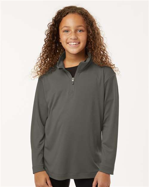 AllPro 41870Y Youth Pro-Lock Performance Quarter-Zip Pullover in Charcoal