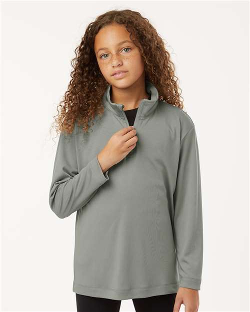 AllPro 41870Y Youth Pro-Lock Performance Quarter-Zip Pullover in Greystone