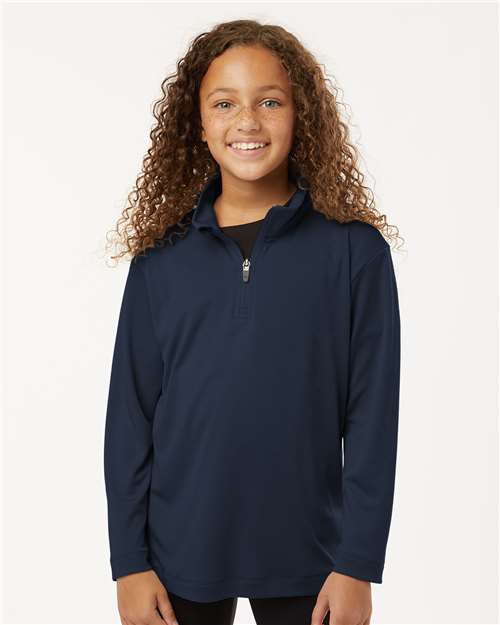 AllPro 41870Y Youth Pro-Lock Performance Quarter-Zip Pullover in Navy