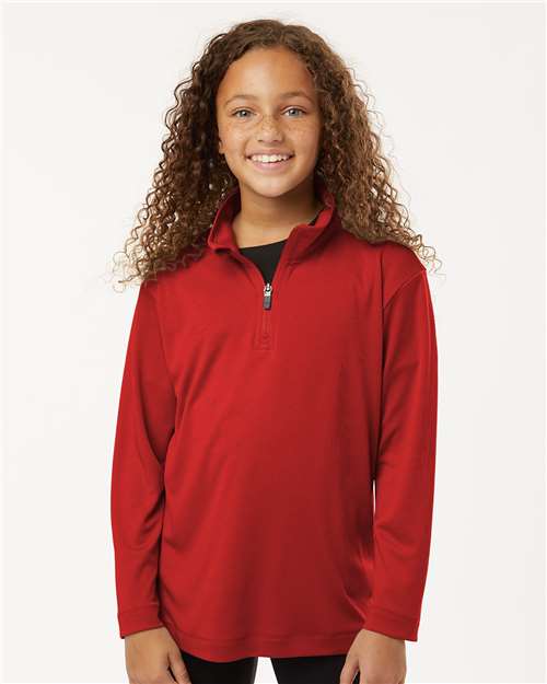 AllPro 41870Y Youth Pro-Lock Performance Quarter-Zip Pullover in Red
