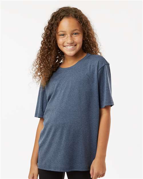 AllPro 48000Y Youth Pro-Lock Performance T-Shirt in Heather Navy