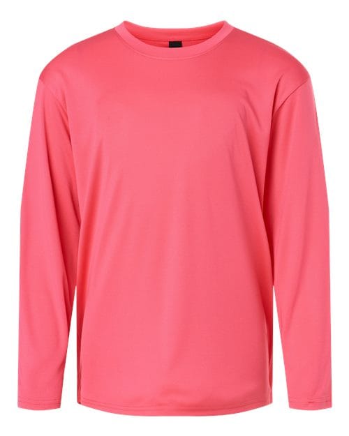 AllPro 48400Y Youth Pro-Lock Performance Long Sleeve T-Shirt in Bright Pink