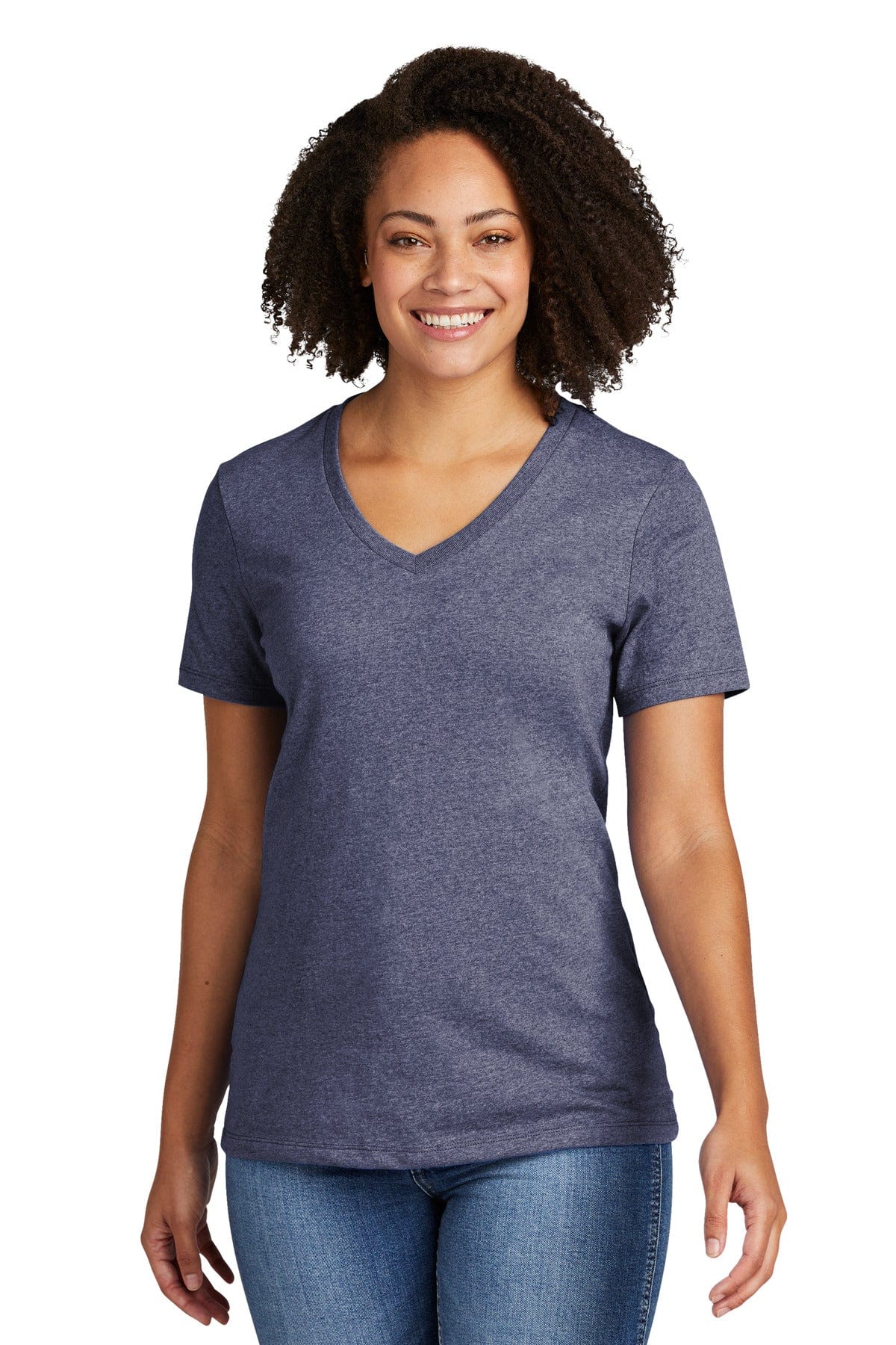 Allmade Women's Recycled Blend V-Neck Tee AL2303 in Salvaged Navy Heather