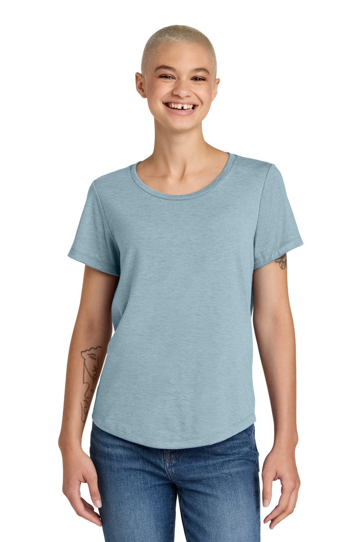 Allmade Women's Relaxed Tri-Blend Scoop Neck Tee AL2015 in I Like You Blue