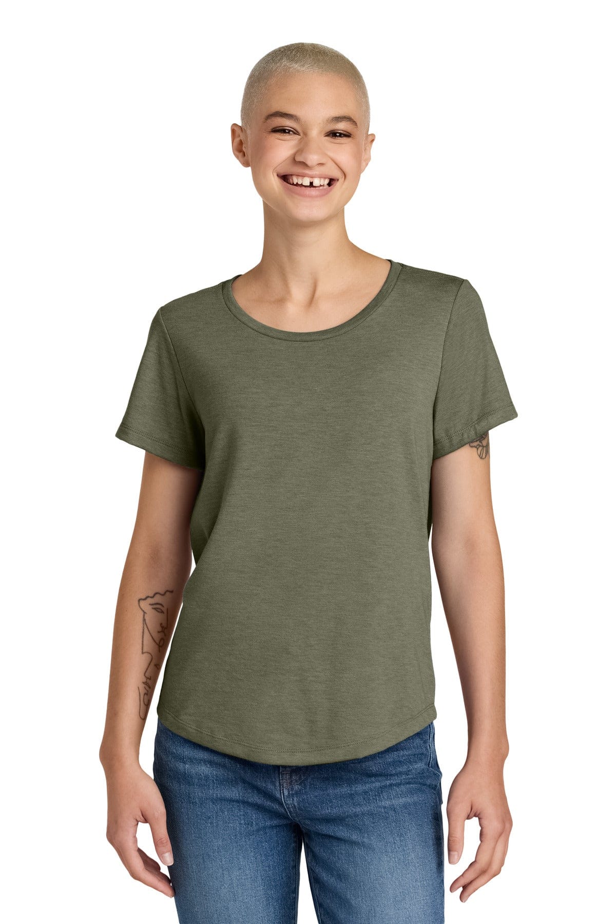 Allmade Women's Relaxed Tri-Blend Scoop Neck Tee AL2015 in Olive You Green
