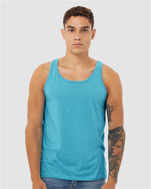 BC3484 Unisex Triblend Tank in Aqua Triblend