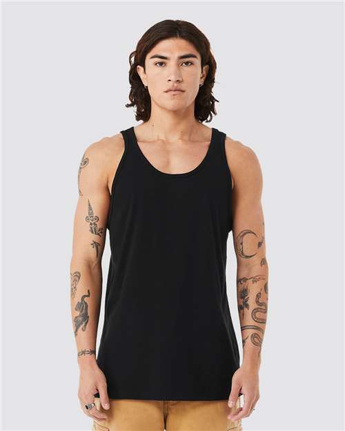 BC3484 Unisex Triblend Tank in Solid Black Triblend