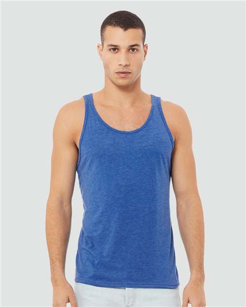 BC3484 Unisex Triblend Tank in True Royal Triblend