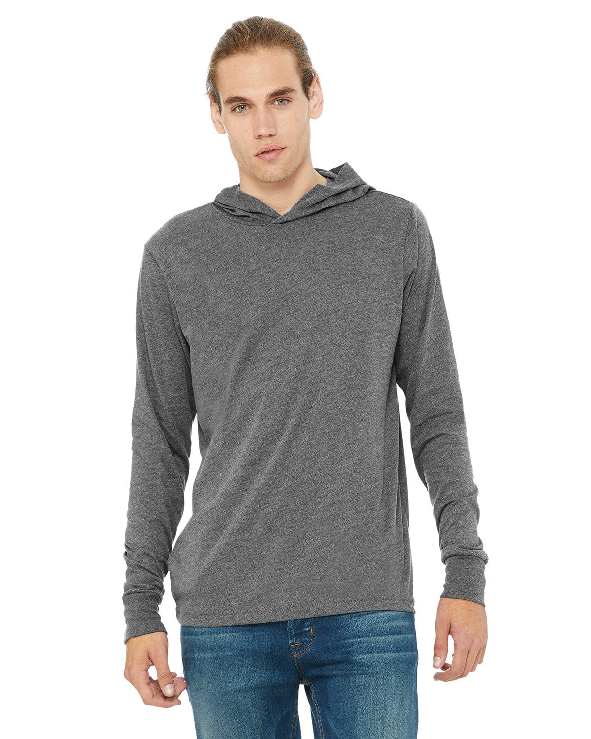 BELLA+CANVAS 3512: Unisex Jersey Long Sleeve Hoodie in Deep Heather