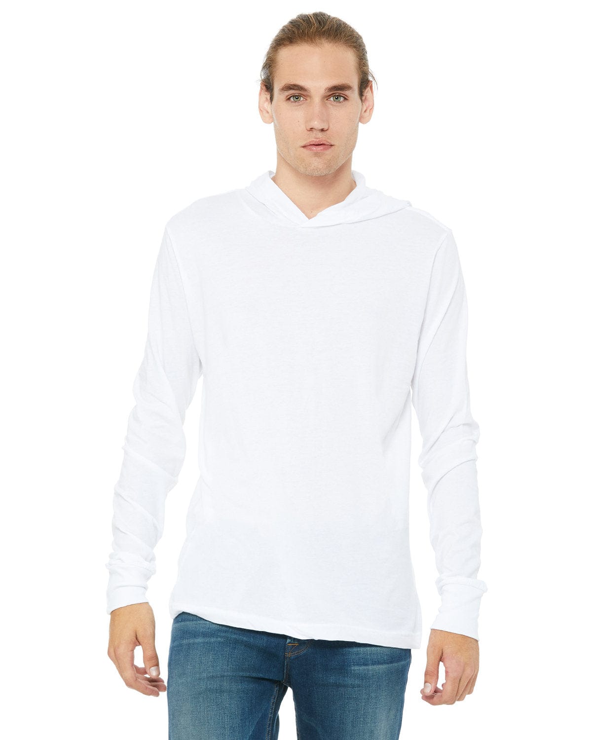 BELLA+CANVAS 3512: Unisex Jersey Long Sleeve Hoodie in White